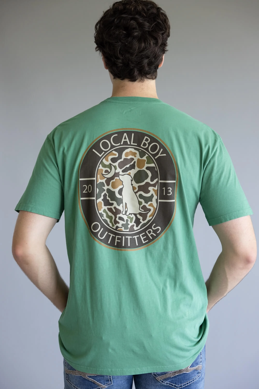 Relaxed Comfort Look High Density Cotton Local Boy Vintage Crest T-Shirt for Men in Green | L1000519-LTG
