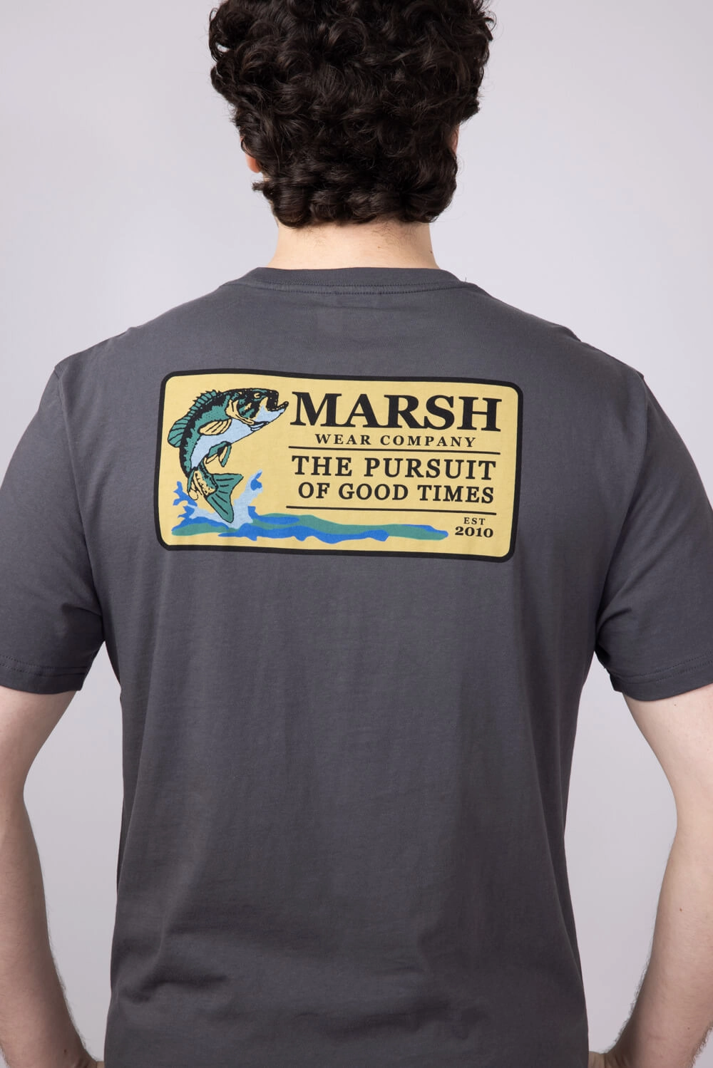 Embroidered Marsh Wear Clutch Fish T-Shirt for Men in Ash | MWT1097-ASH