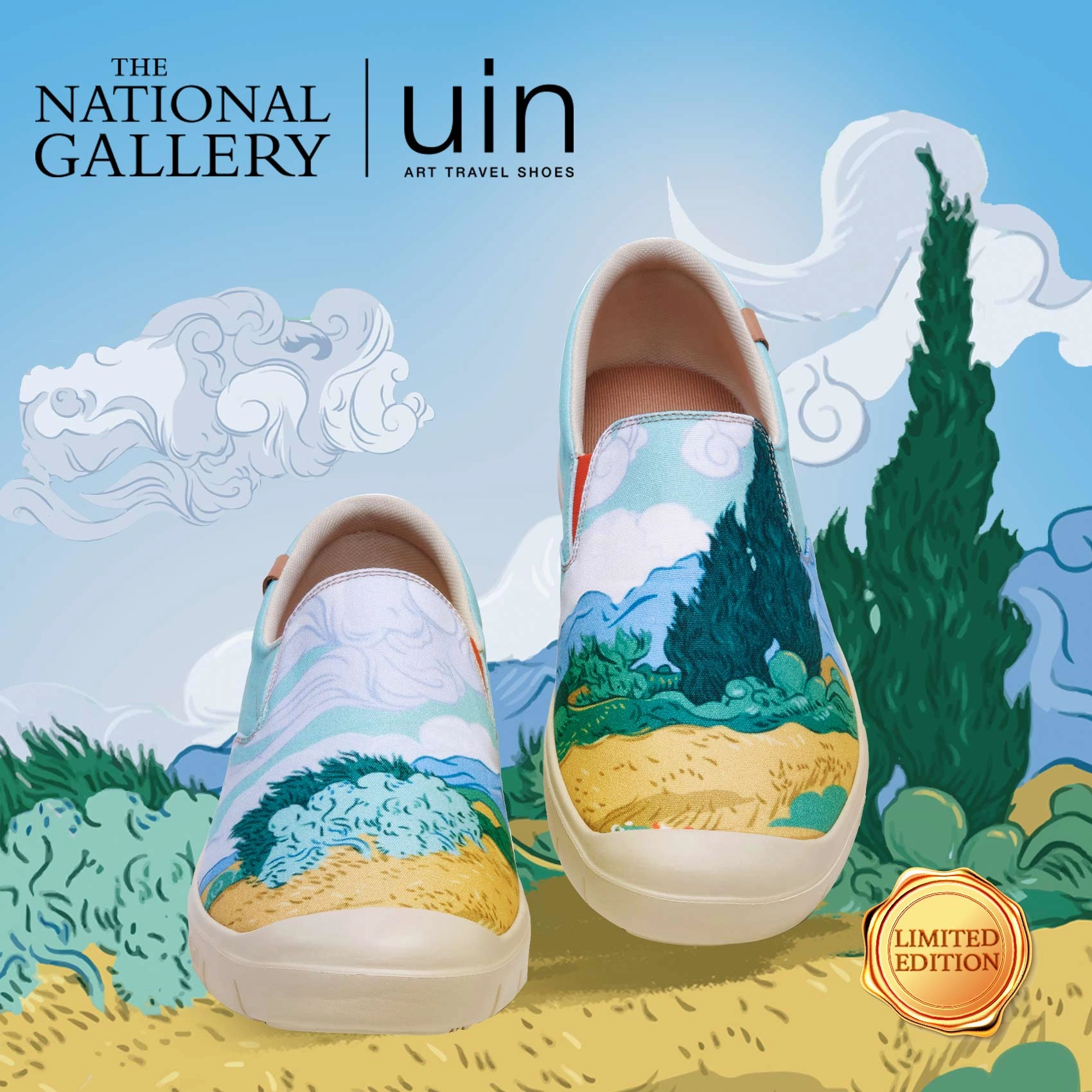 Running Friendly Airflow Design Van Gogh Wheatfield with Cypresses Cadiz Men