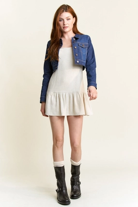 Fitted Basic Crop Denim Jacket Anti Pilling Technology