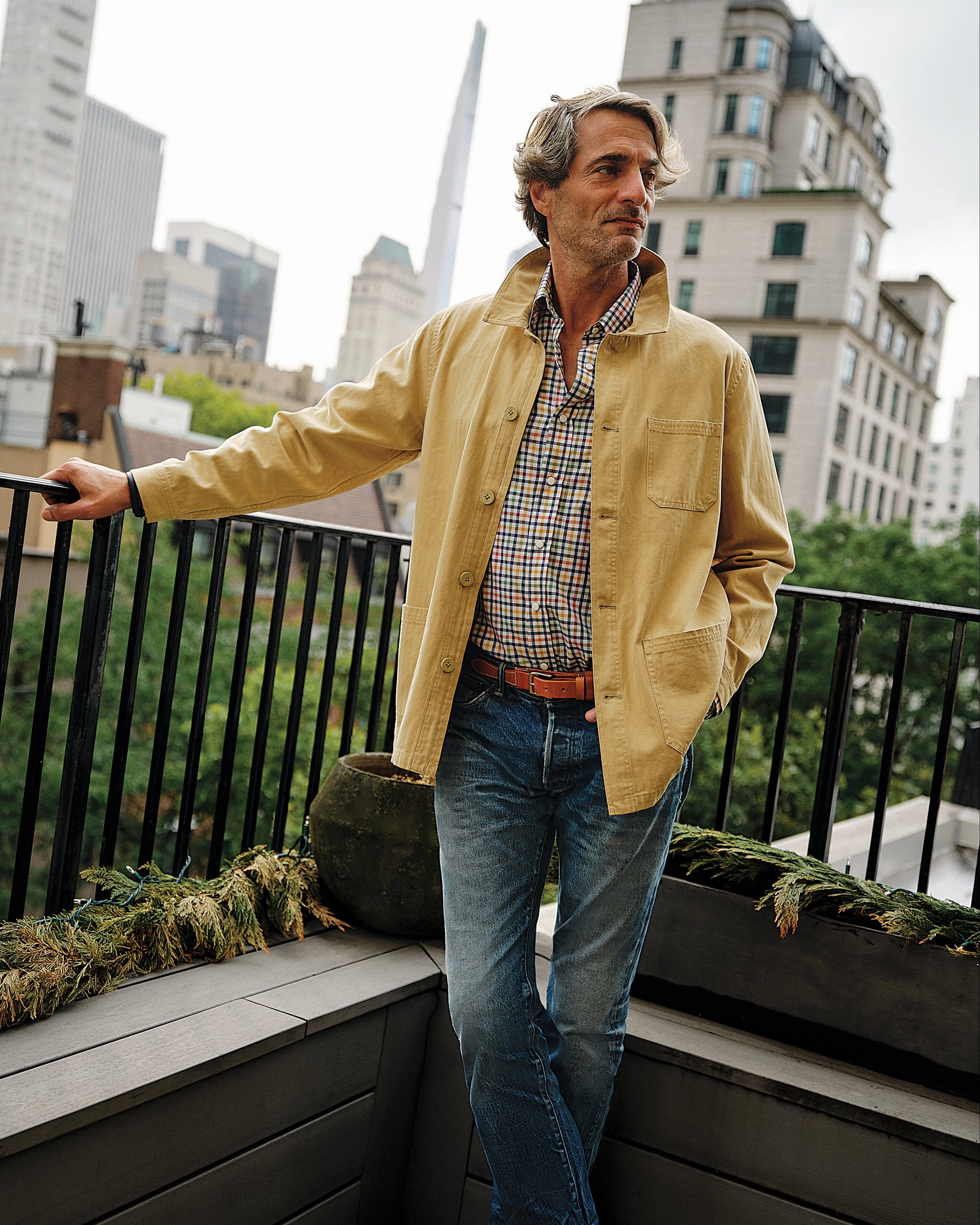 French Workman??s Jacket in Khaki Herringbone WaterproofDesign Non Irritating Lining