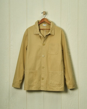 Packable design Style Staple French Workman??s Jacket in Khaki Herringbone