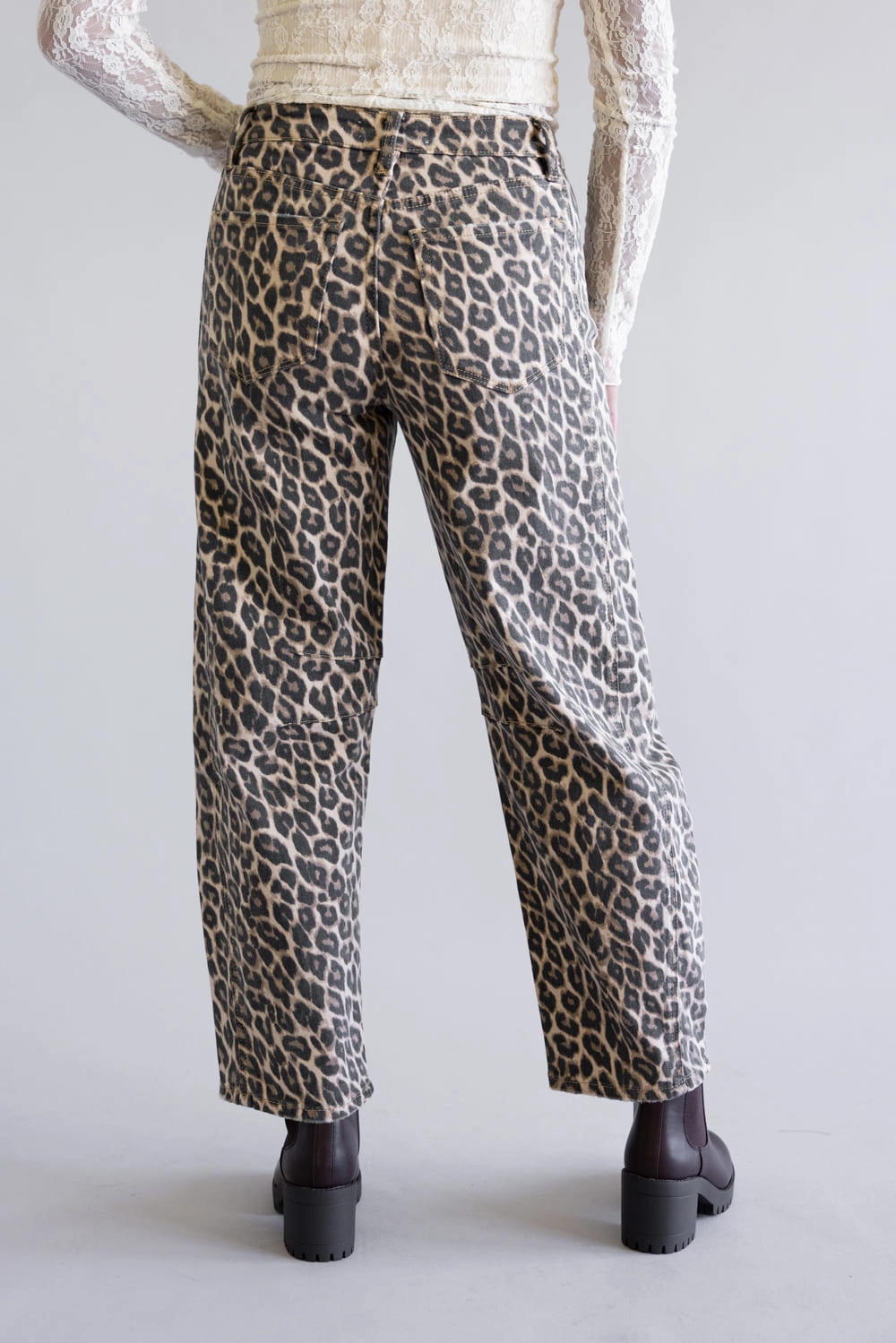Vervet High Rise Barrel Cut Jeans for Women in Leopard | V3697LPD Timeless Match Smart Fit Design