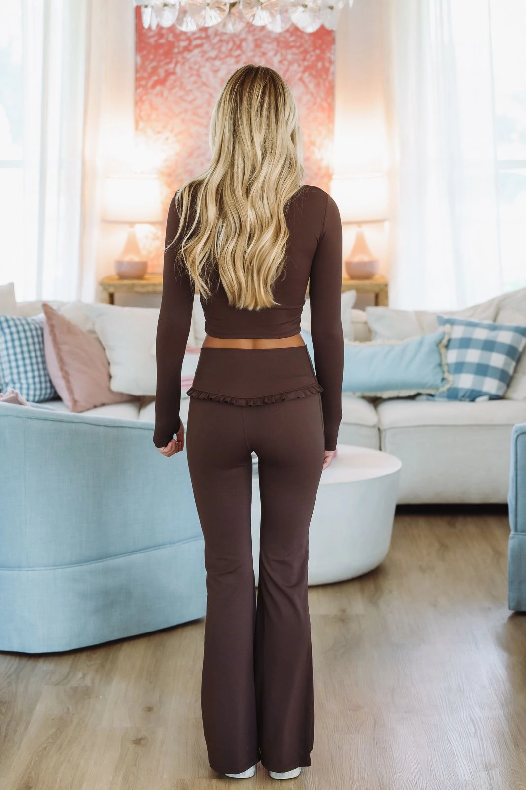 Raglan Sleeve Snag Free Fabric Vital Motion Crop Top - Brown