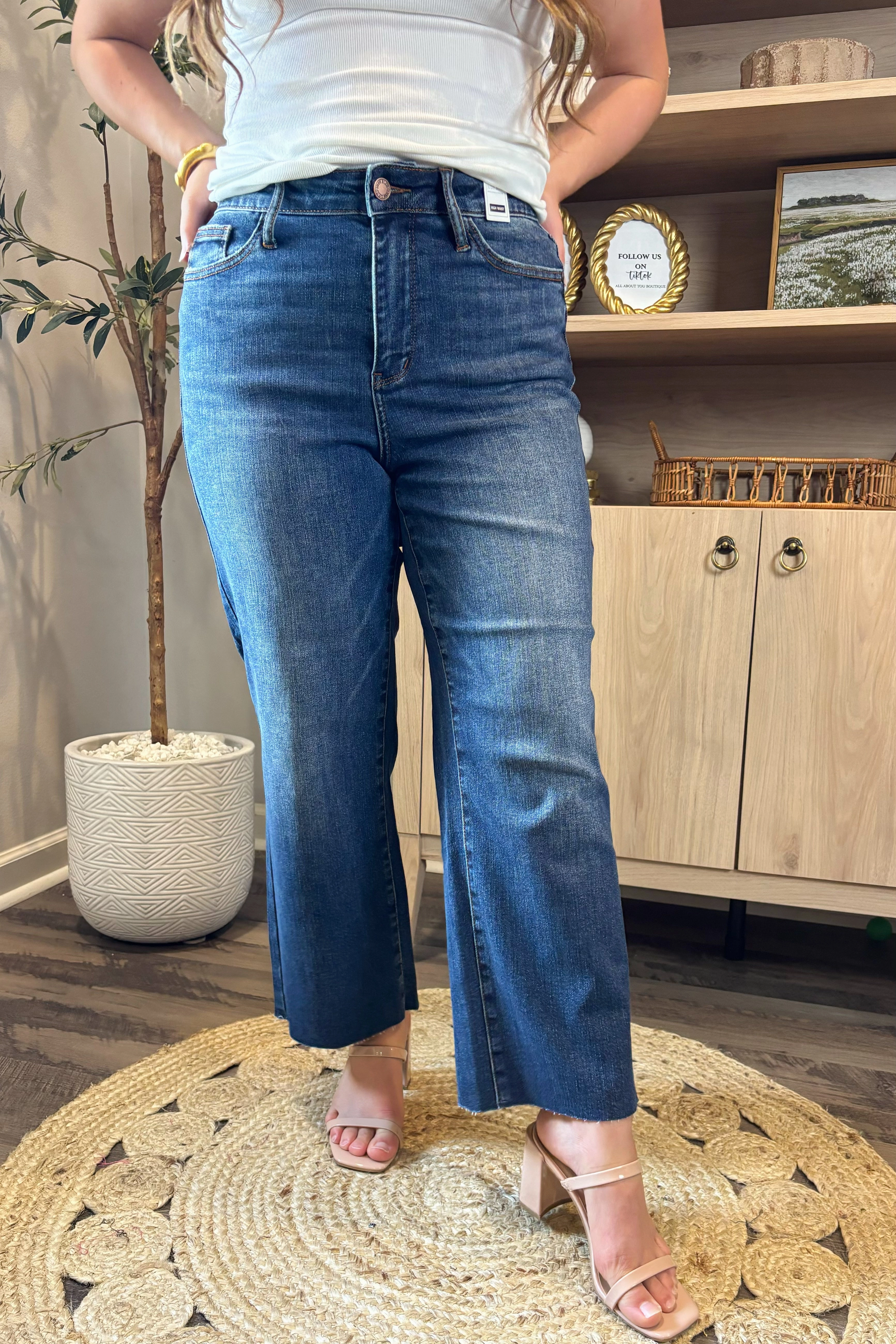 The Utopia Wide Leg Crop Jeans All Day Wear ElasticWaist
