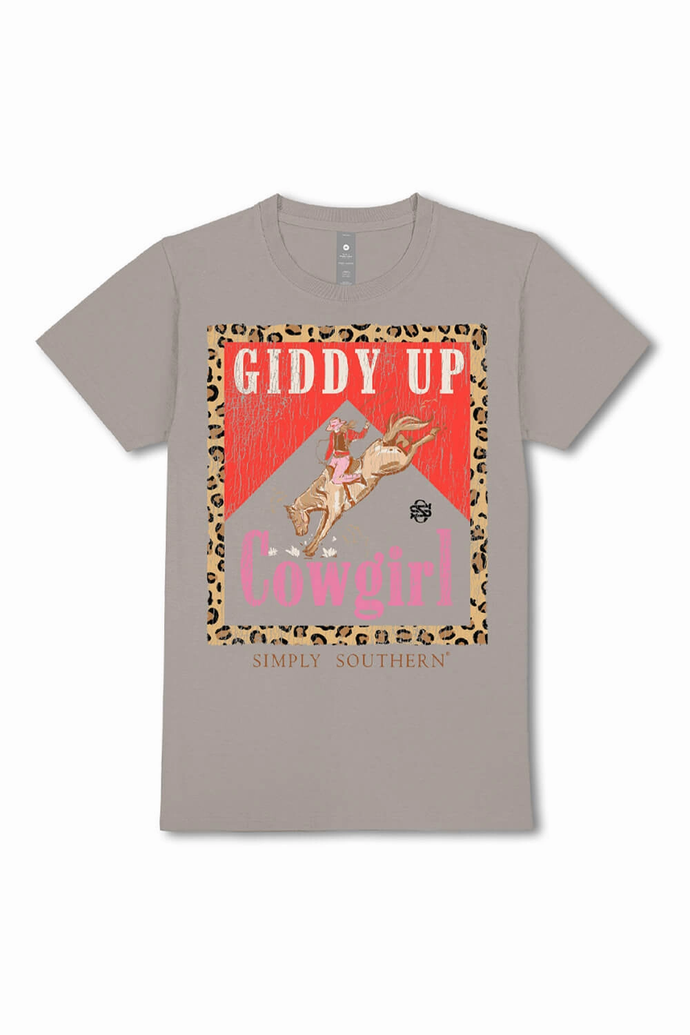 Reinforced Hemline Daily Trend Simply Southern Plus Size Giddy Up Cowgirl T-Shirt for Women in Grey | EXT-SS-COWGIRL-WSHSHDW