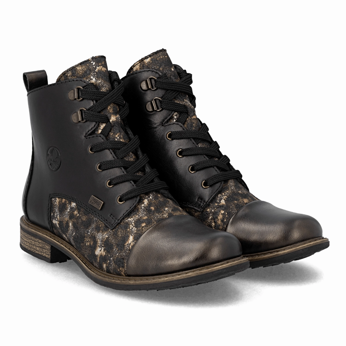 Rieker Women's 74842-00 Antique/Black Leather Ventilation Perforations Effortless Style