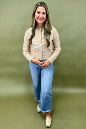 Petal Pearl Cardigan Wrinkle Free Weave