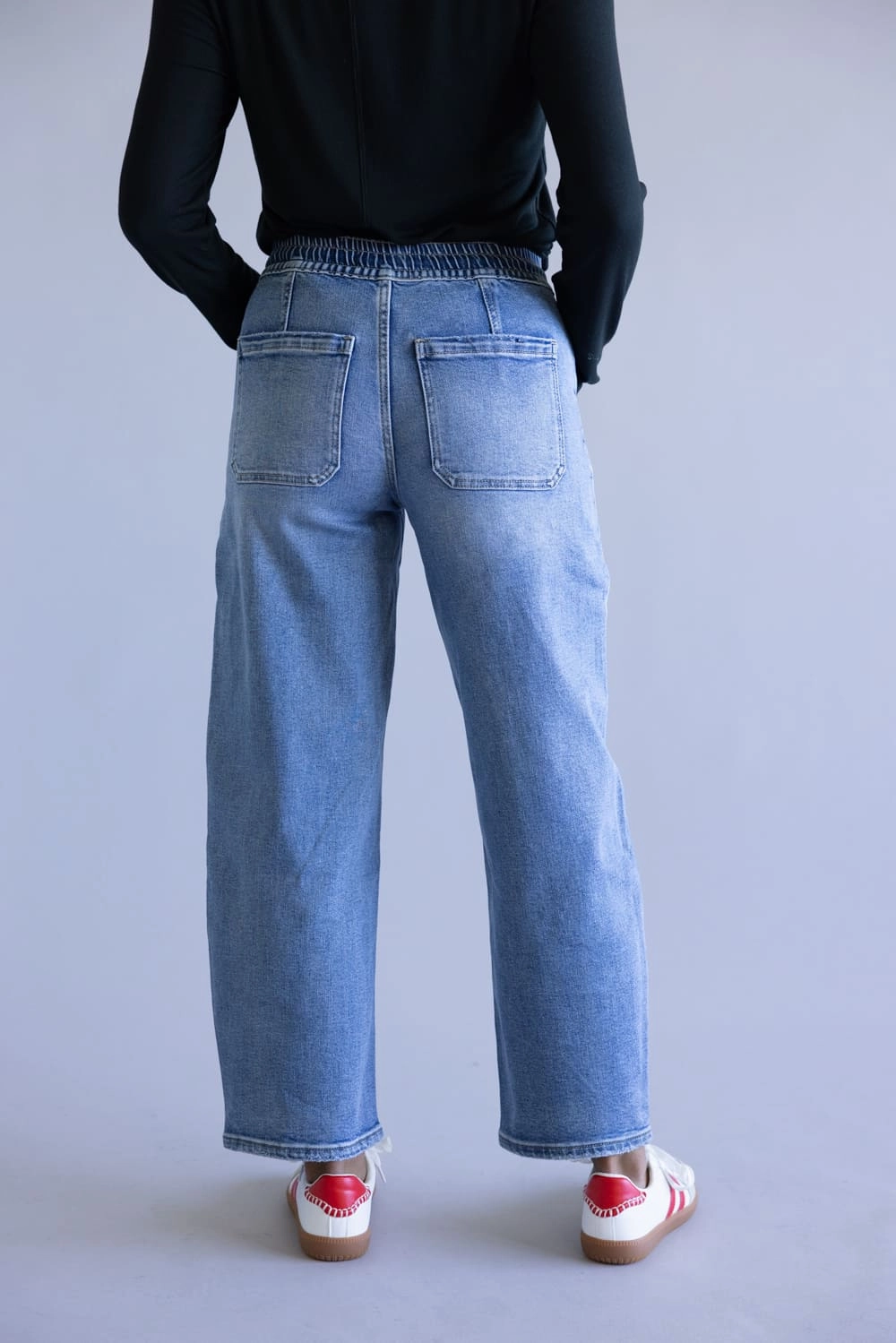 Timeless Appeal Vervet High Rise Wide Drawstring Barrel Jeans for Women | V3648