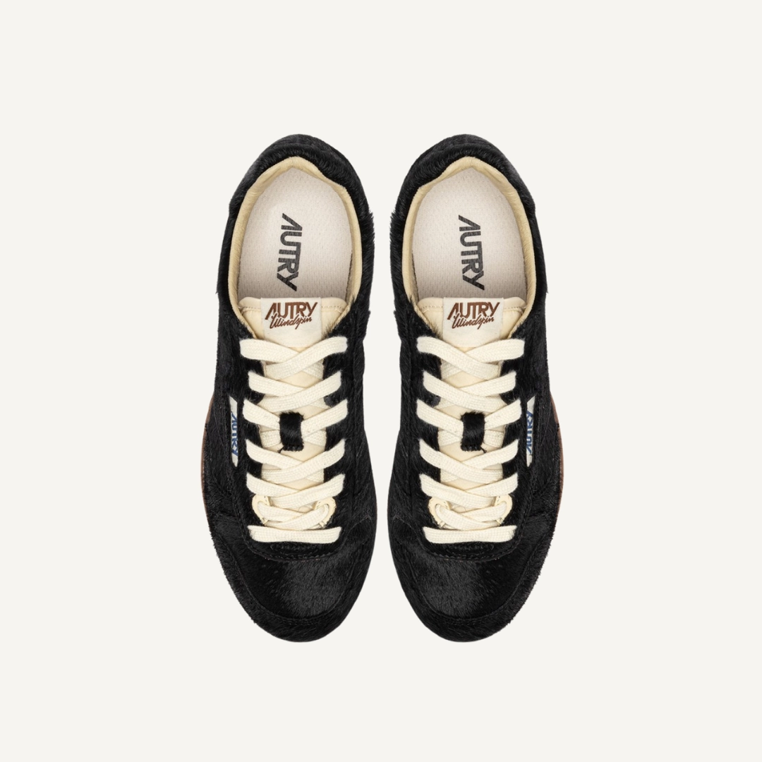 Fast Steps Comfortable Touch Windspin Low Sneaker (Black   Ivory Pony Skin)