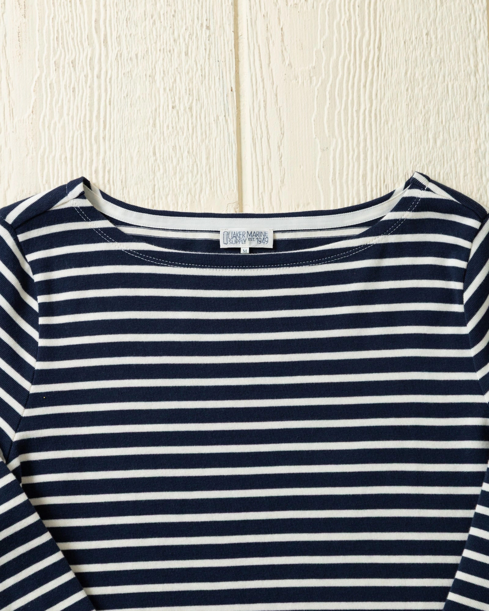 Women??s Breton Stripe Boatneck Tee in Navy/Off White High Durability Material SoftLining