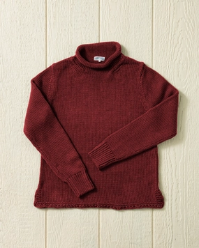 Women's Fisherman's Sweater in Cranberry Mix Breathable Yarn