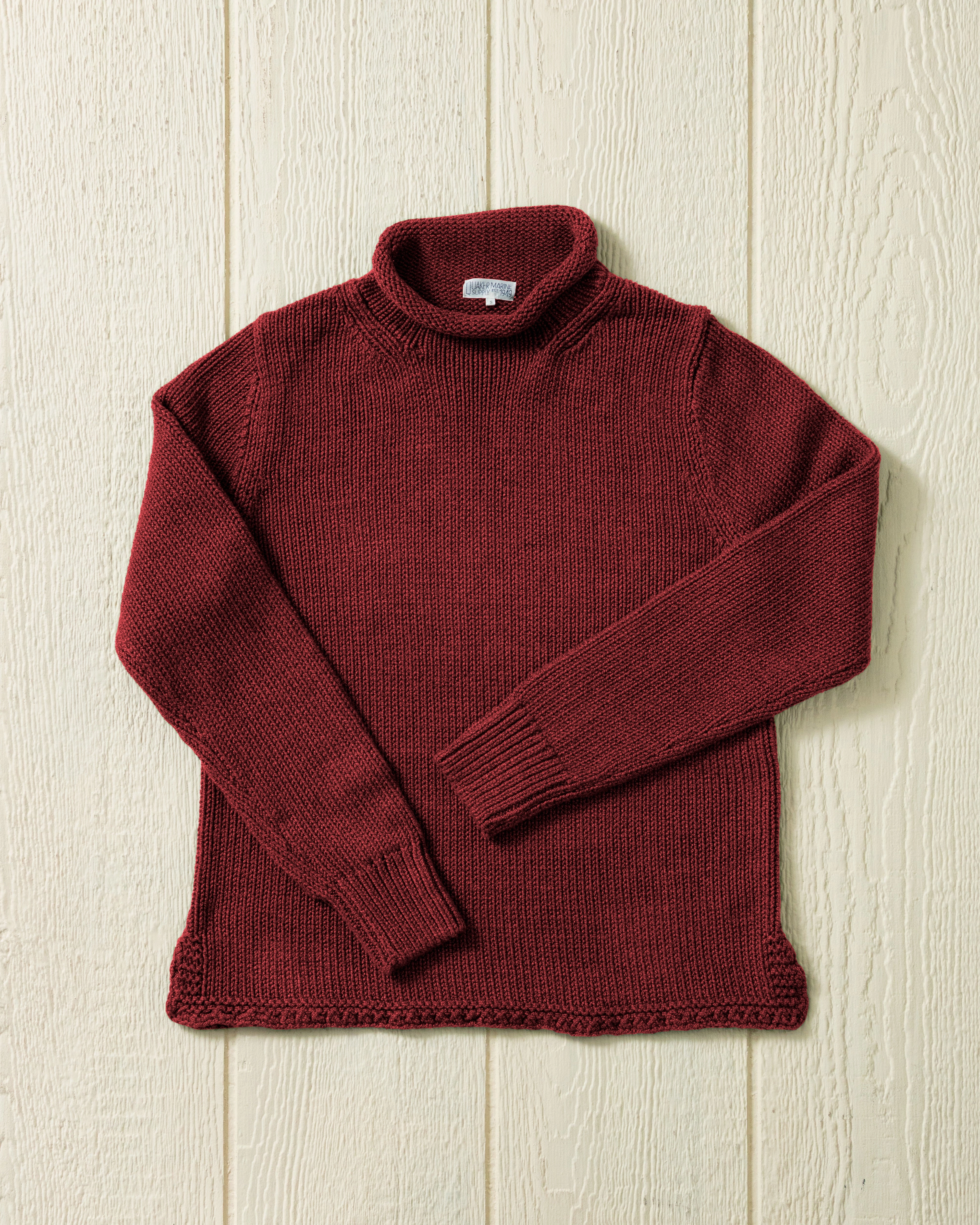 Women's Fisherman's Sweater in Cranberry Mix Breathable Yarn