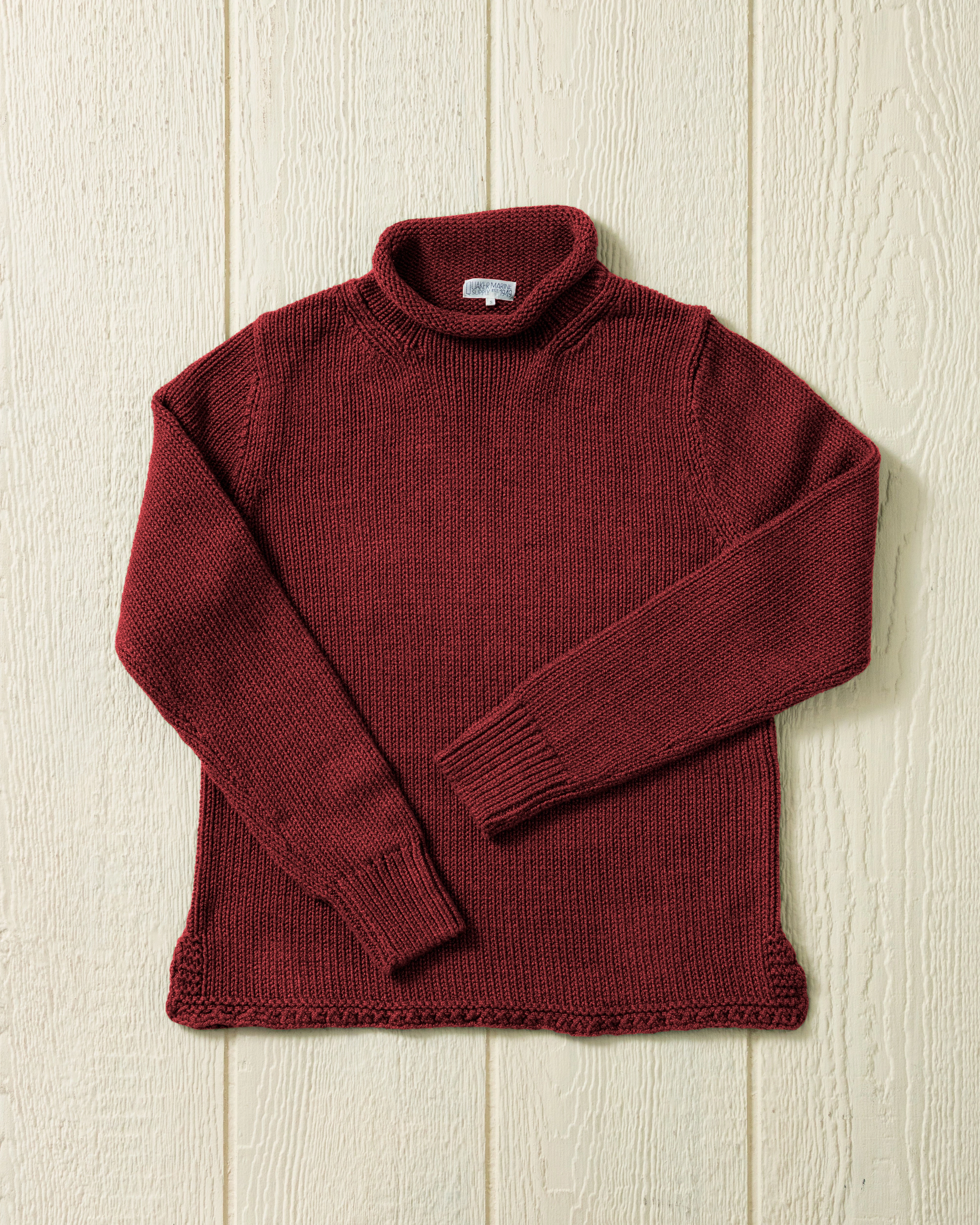 Women's Fisherman's Sweater in Cranberry Mix ReverseCoil Zipper Stretch Knit Backing
