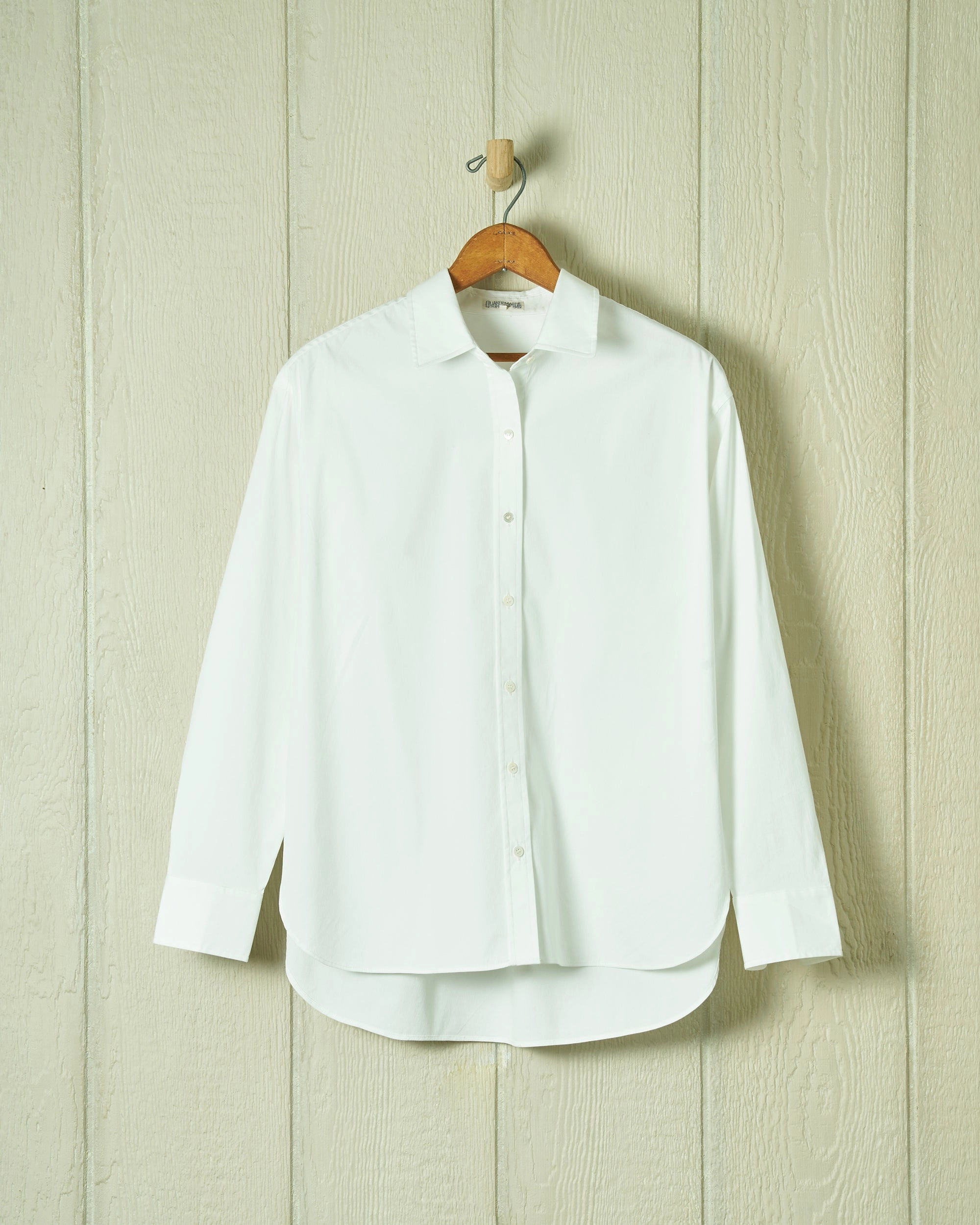 Women's Point Collar Blouse in White Cotton Tencel Lightweight pullover