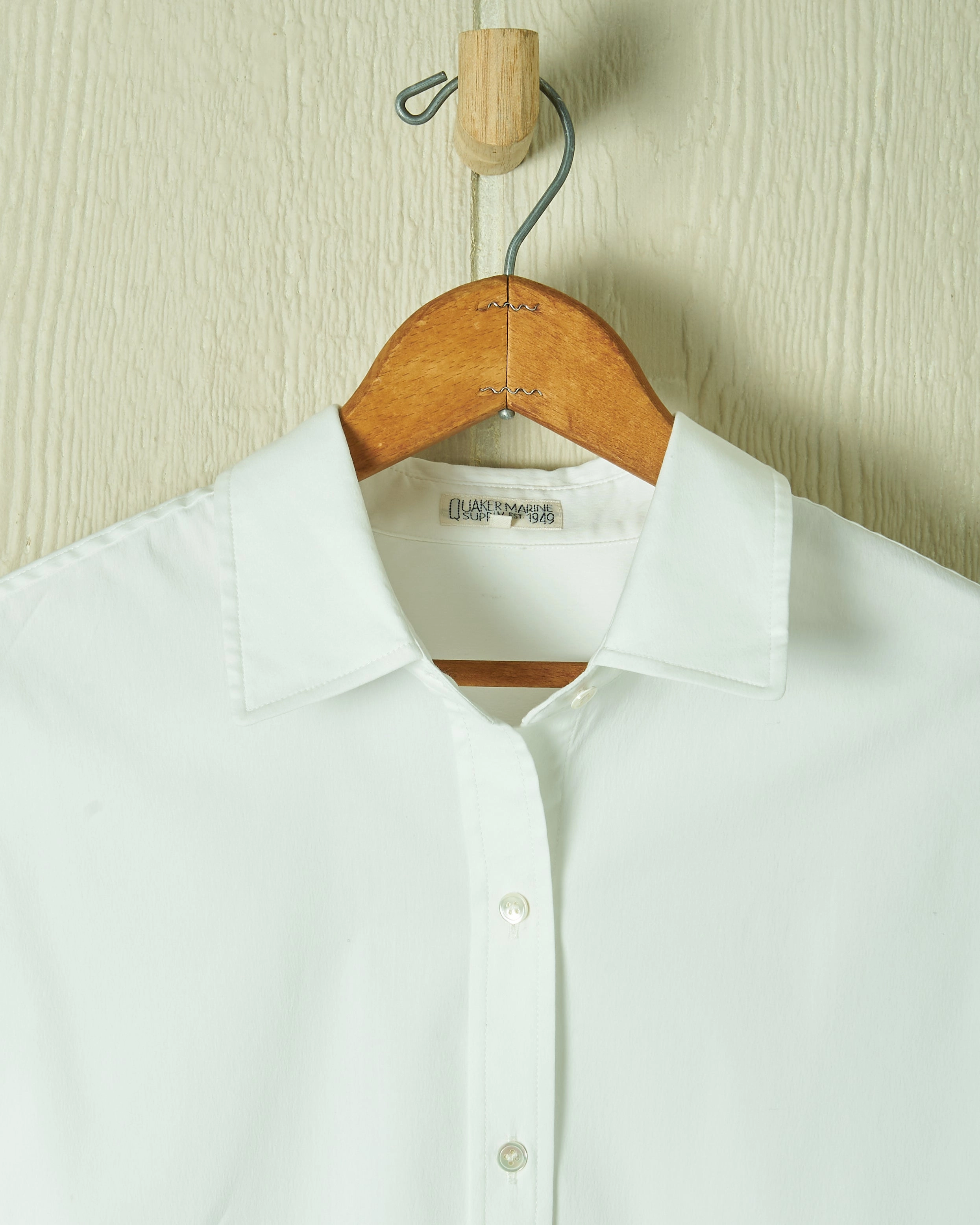 High Durability Material Women's Point Collar Blouse in White Cotton Tencel