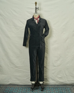 Women's Velvet Coveralls in Charcoal Herringbone Casual City PFC Free Waterproofing