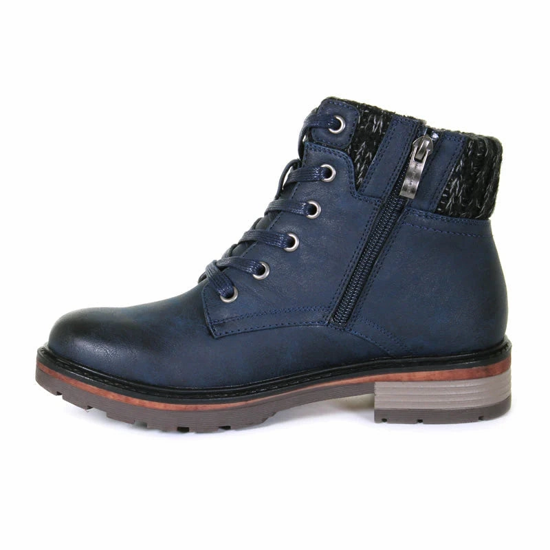 Mountain Side High-Quality Leather Women's Wanderlust Amy Waterproof Boot - Navy