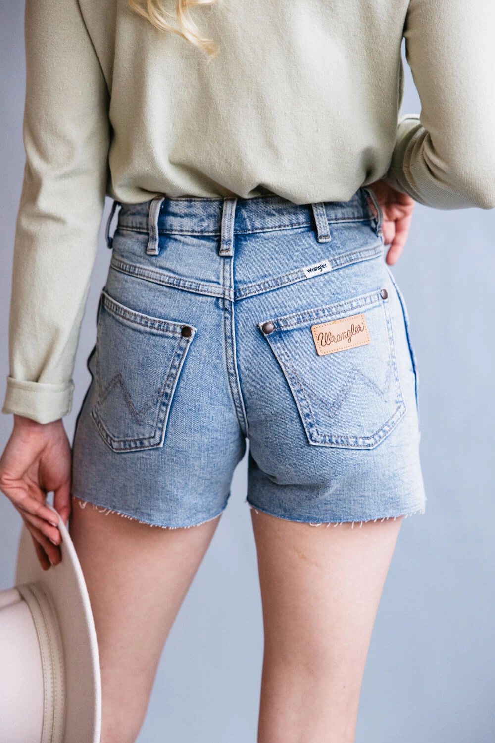 Travel Friendly Wrangler High Rise Bailey Cut Off Denim Shorts for Women | 112344602