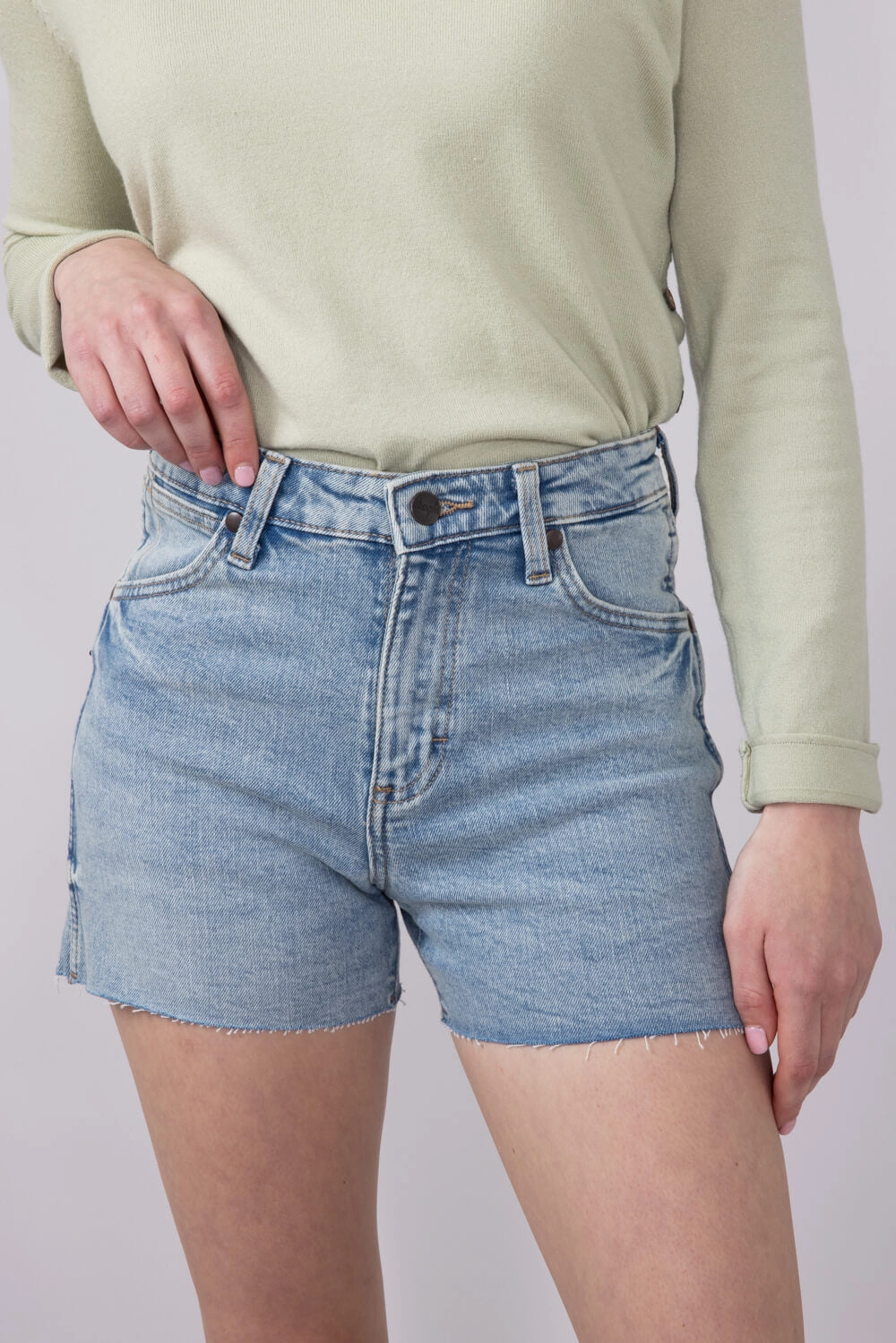 Wrangler High Rise Bailey Cut Off Denim Shorts for Women | 112344602 Breathable Stretch Fit