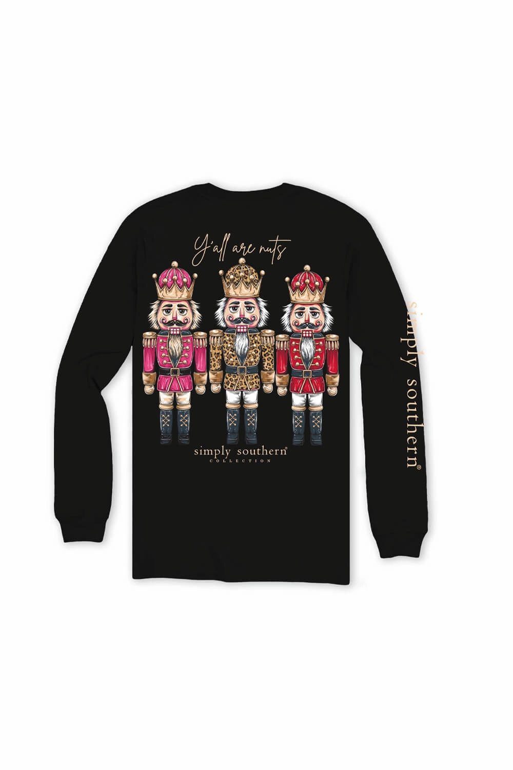 Casual everyday wear Simply Southern Y??all Are Nuts Long Sleeve T-Shirt for Women in Black | LS-NTCRCKR-BLK