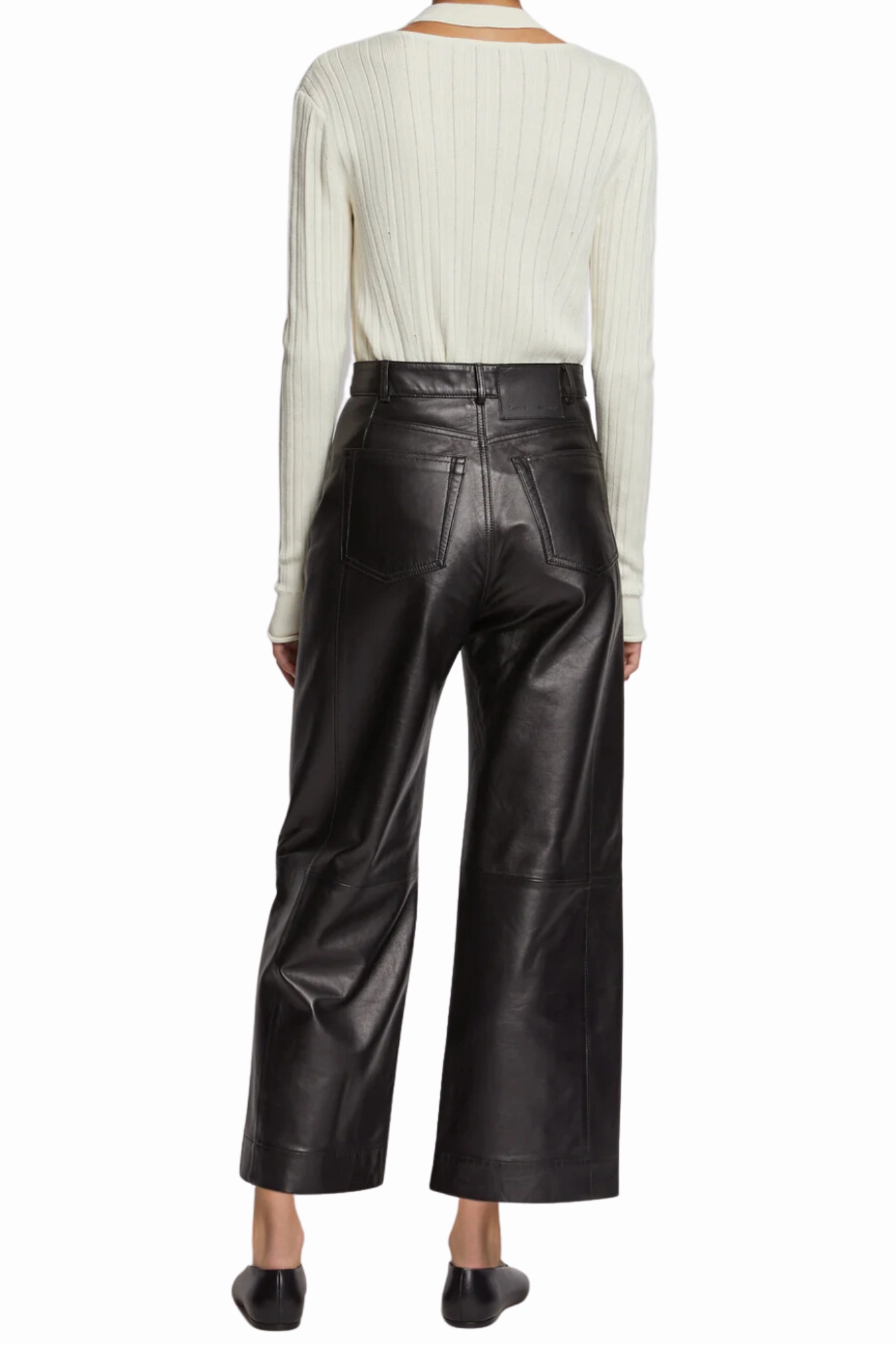 Ripstop Texture Leather Culotte Pants