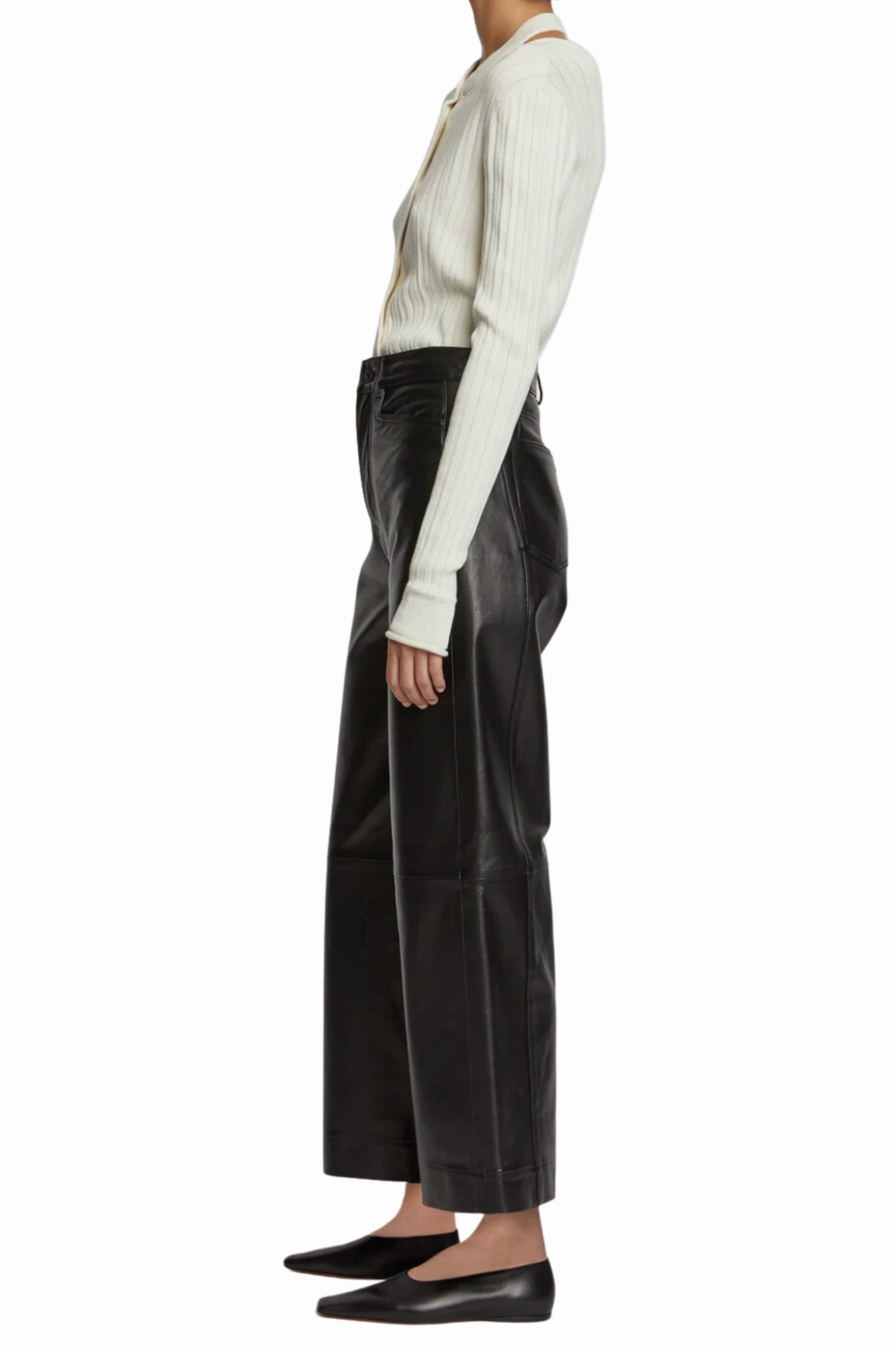Water-resistant Leather Culotte Pants