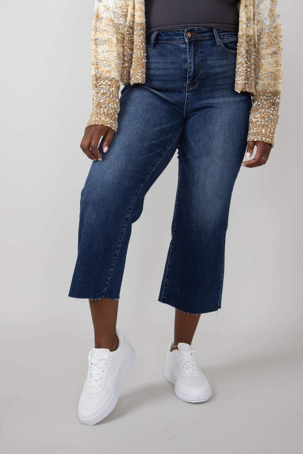 Judy Blue High Rise Wide Leg Cropped Jeans for Women | 88873REG Timeless Waist Picnic Style Modern