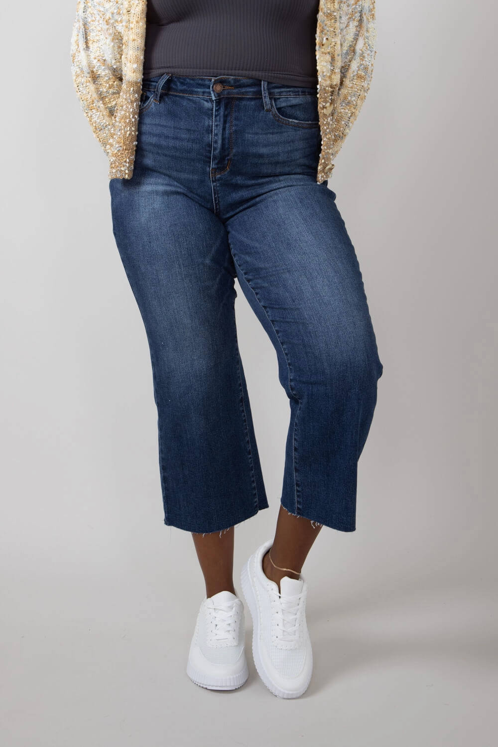 Holiday Vibes Date Night Lightweight Judy Blue High Rise Wide Leg Cropped Jeans for Women | 88873REG