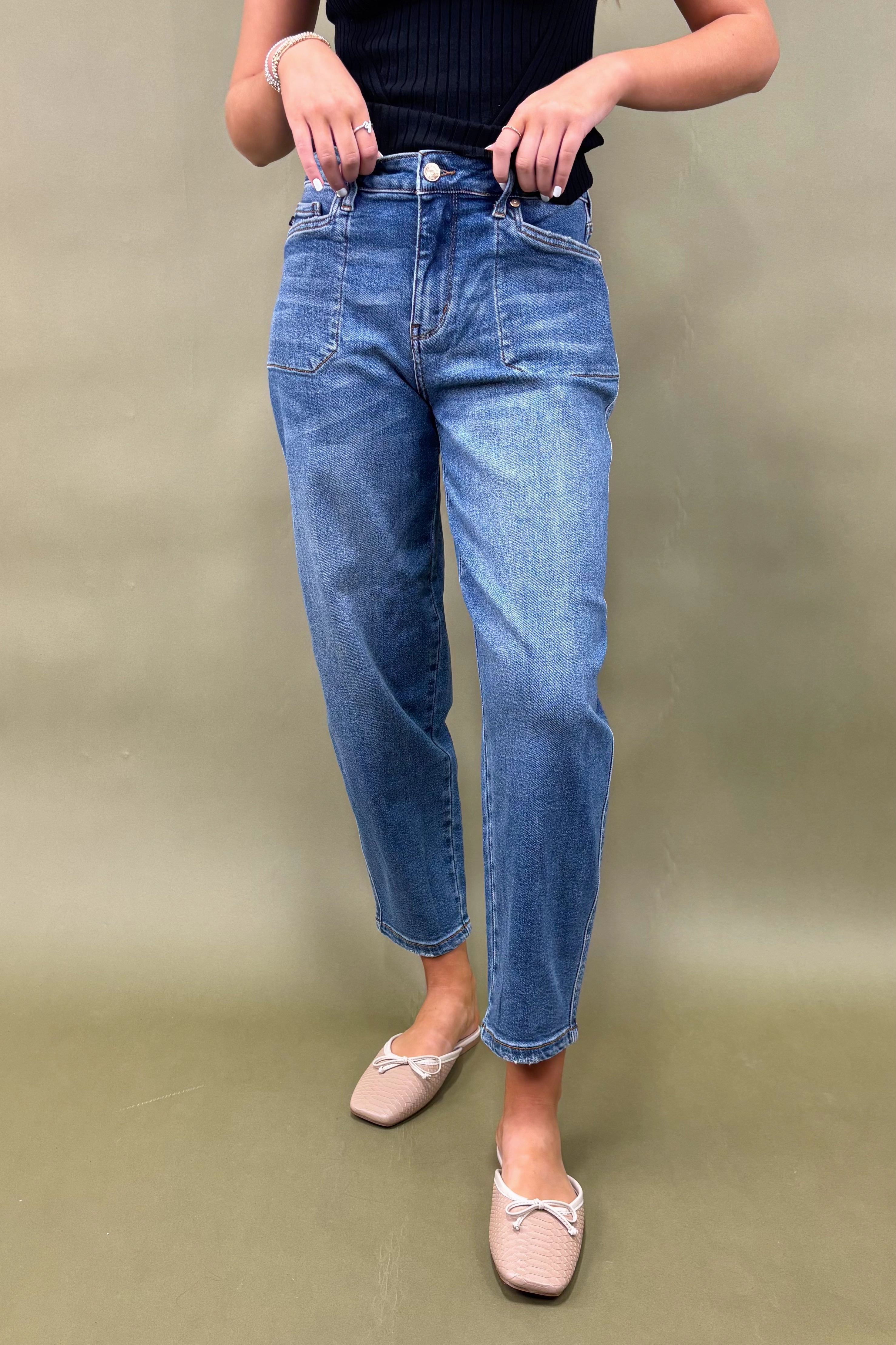 Stretchy Waist The Maureen Barrel Fit Judy Blue Jeans