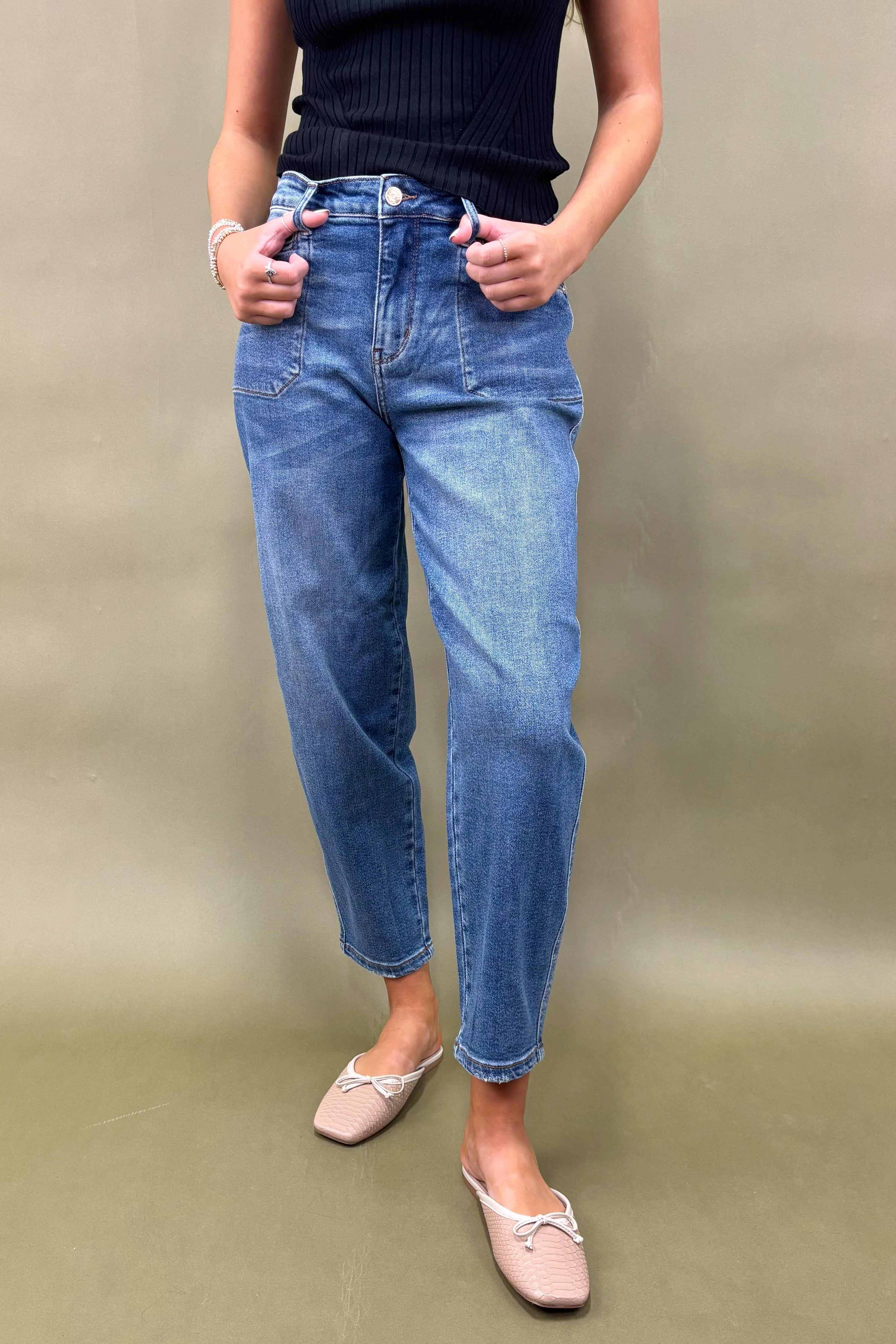 UVProtection WindResistantMaterial The Maureen Barrel Fit Judy Blue Jeans