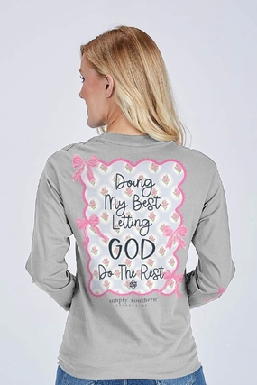 Simply Southern Doing My Best Long Sleeve T-Shirt for Women in Sport Grey | LS-REST-SPORTGRY Comfy Movement Casual Comfort Top