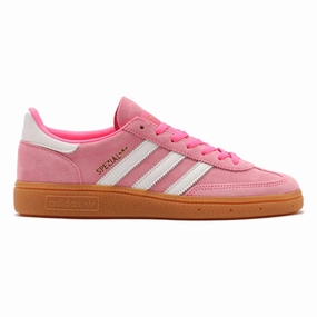 Adidas Women's Handball Spezial Lucid Pink/Footwear White/Gold Metallic Fit Easy Anti Slip Groove Pattern